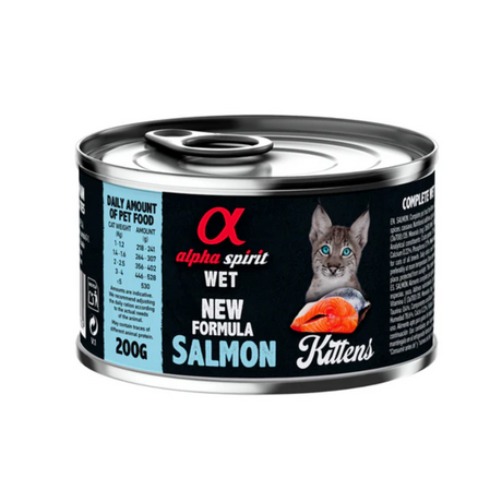 200g can of Alpha Spirit Salmon wet cat food.