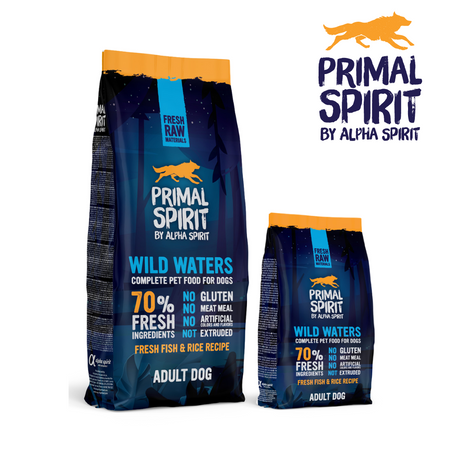 12kg and 1kg bags of Primal Spirit Wild Waters Cold Pressed