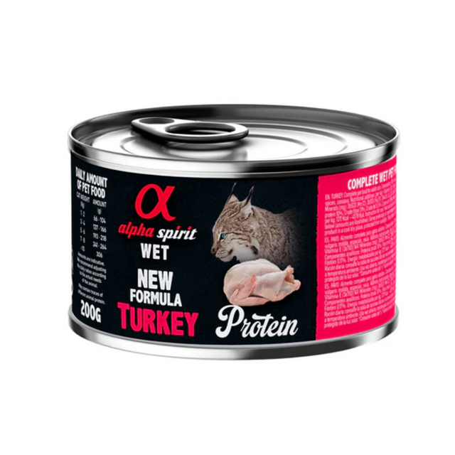 200g can of Alpha Spirit Turkey wet cat food.