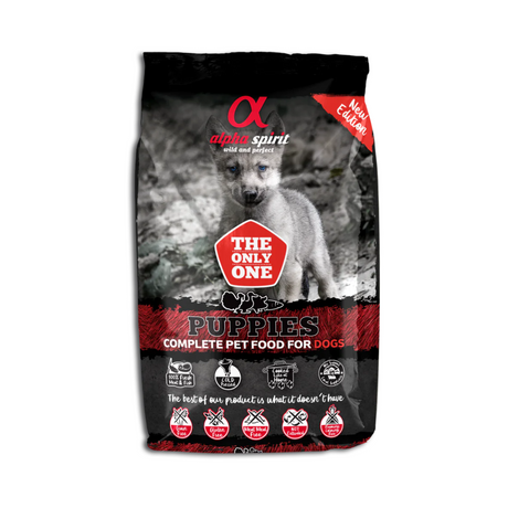 3kg bag of Alpha Spirit the Only One Complete Cold Pressed Grain Free food for puppies.