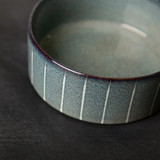 Scruffs pinstripe grey reflective glaze ceramic pet bowl.