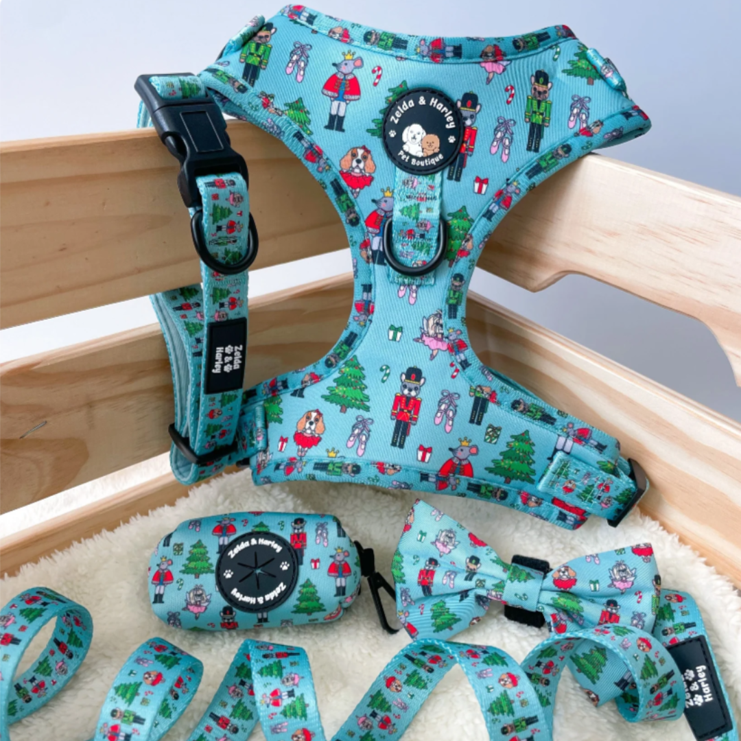 Zelda and Harley Muttcracker Christmas Harness