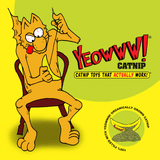 Yeowww catnip - Cartoon cat sewing up the catnip banana.