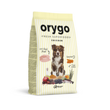 A bag of Orygo Superfood chicken and carrot cold pressed dog food.