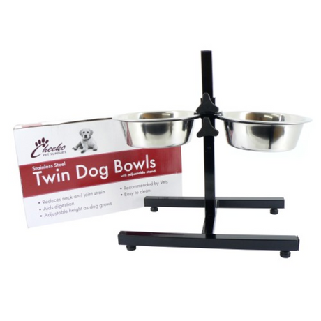 Cheeko Elevated Twin Dog Bowls