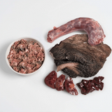 Raw ingredients of Paleo Ridge Beef Tripe and Turkey.