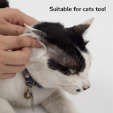 A cat having it's ear cleaned and text saying "Suitable for cats too!".