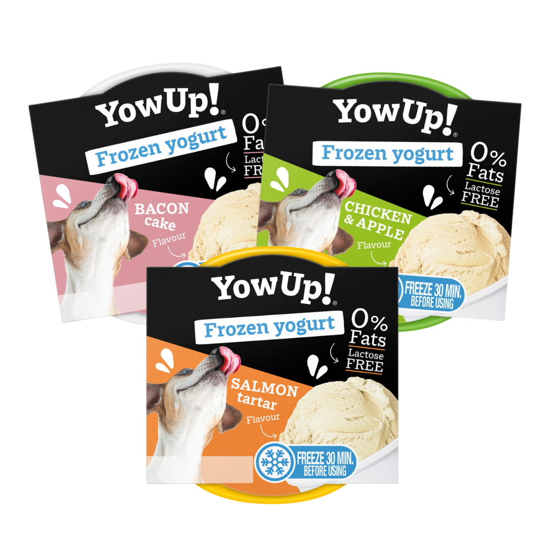 Three flavours of YowUp Frozen Yogurt for Dogs & Cats