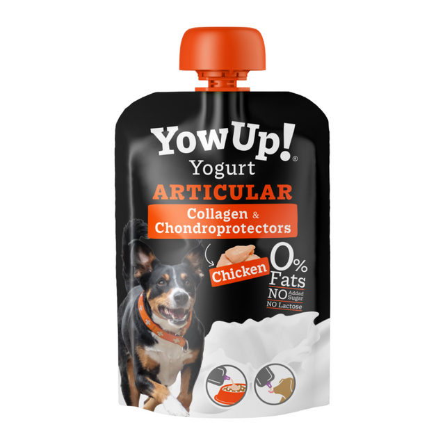 Pouch of YowUp! Articular Chicken flavoured yogurt for dogs.