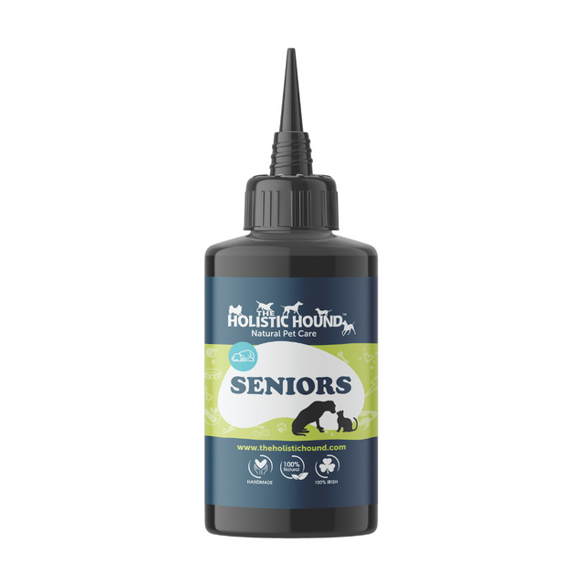 50 ml tincture bottle of Holistic Hound Seniors supplement for dogs.