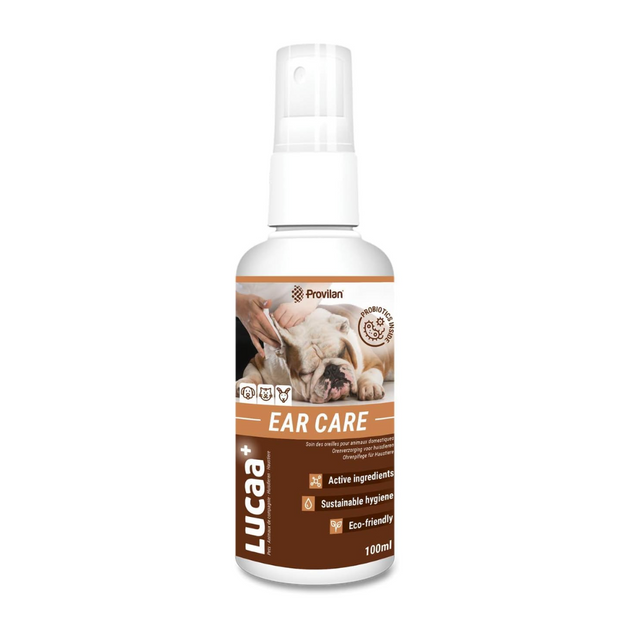 Spray bottle of Provilan Lucca Ear Care cleaner spray.