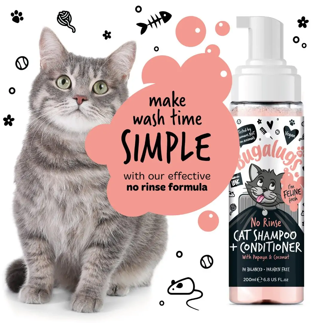 Make wash times simple - with Buglugs No Rinse Shampoo and Conditioner for Cats