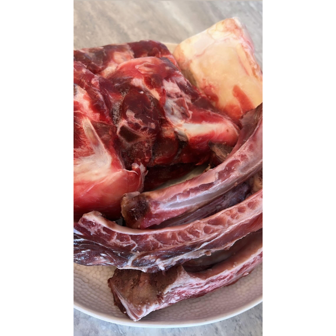 Raw meaty bones for bone broth for pets.