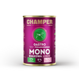 Champer Gastro Salmon wet dog food.