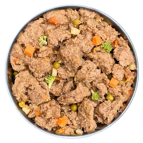 dish of Fidelis Beef Menu wet dog food.