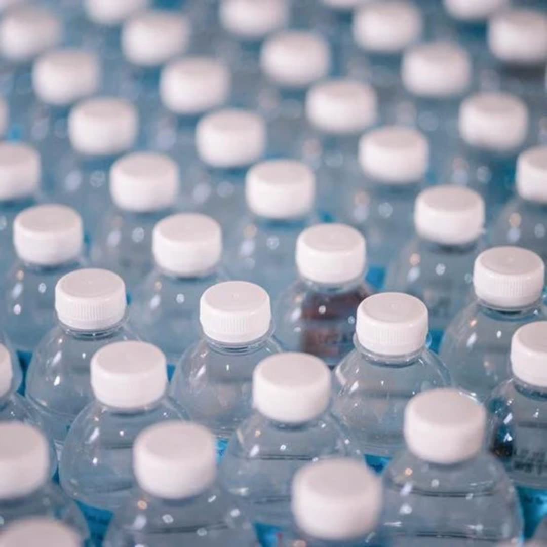 Plastic water bottles. An example of the single use plastics that can be recycled and used to make beco toys.