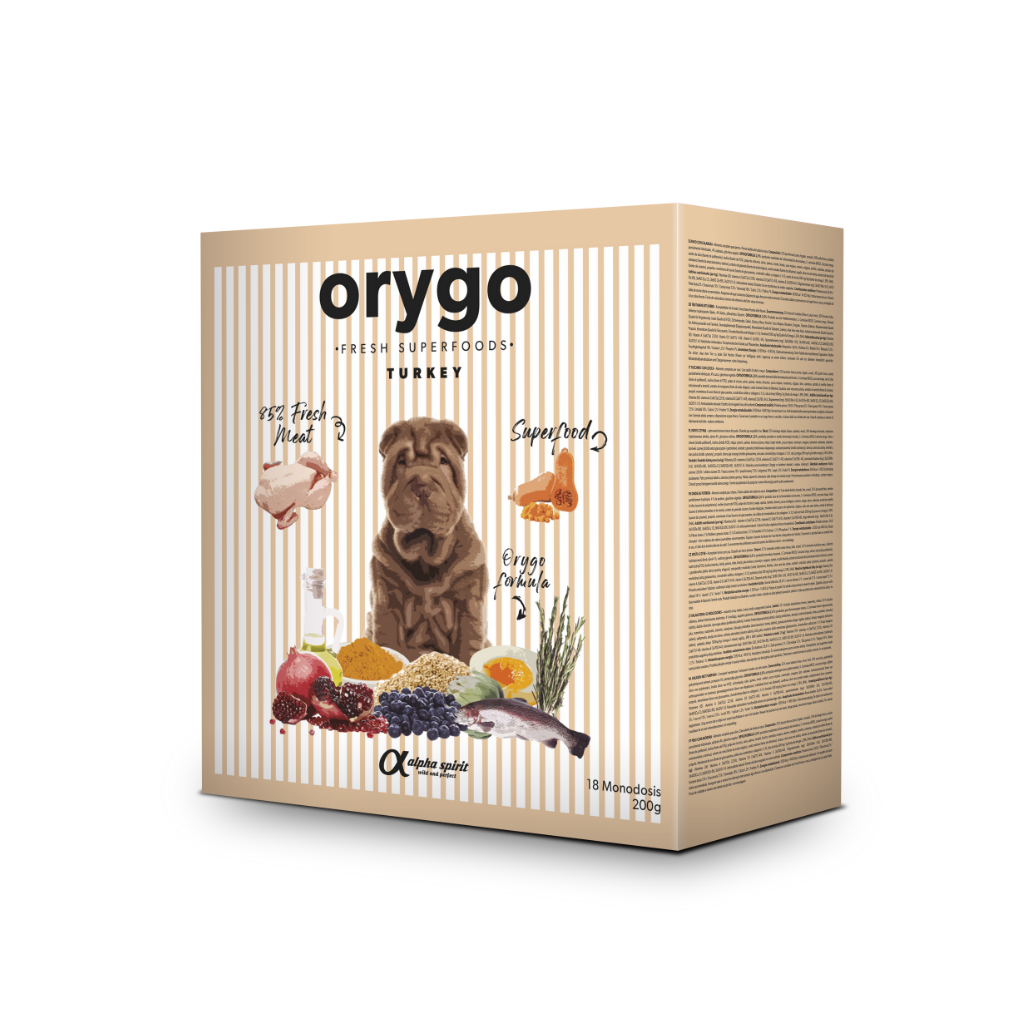 3.6kg box of Orygo Turkey with superfoods for dogs.