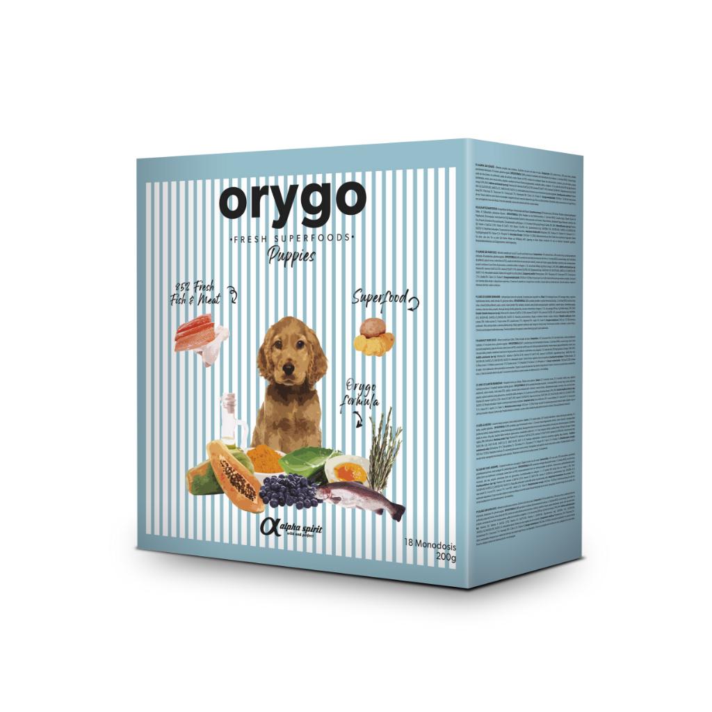 3.6kg box of Orygo Cold Pressed Puppy Food with superfoods.