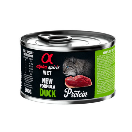 200g tin of Alpha Spirit Duck Cat Food.