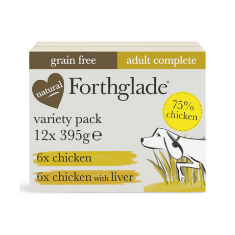 Forthglade Chicken and Chicken with Liver wet dog food multipack.