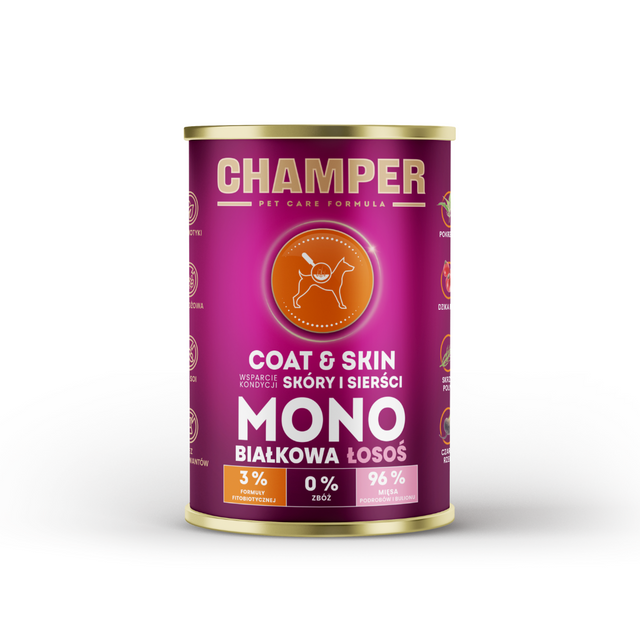 Champer Skin and Coat Salmon dog food.