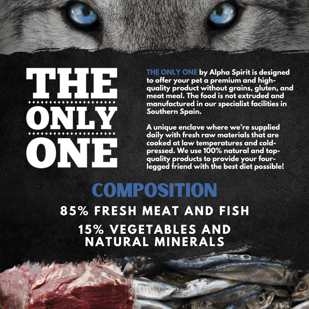 The Only One Composition: 85% Meat and Fish with 155 Vegetables and Minerals.