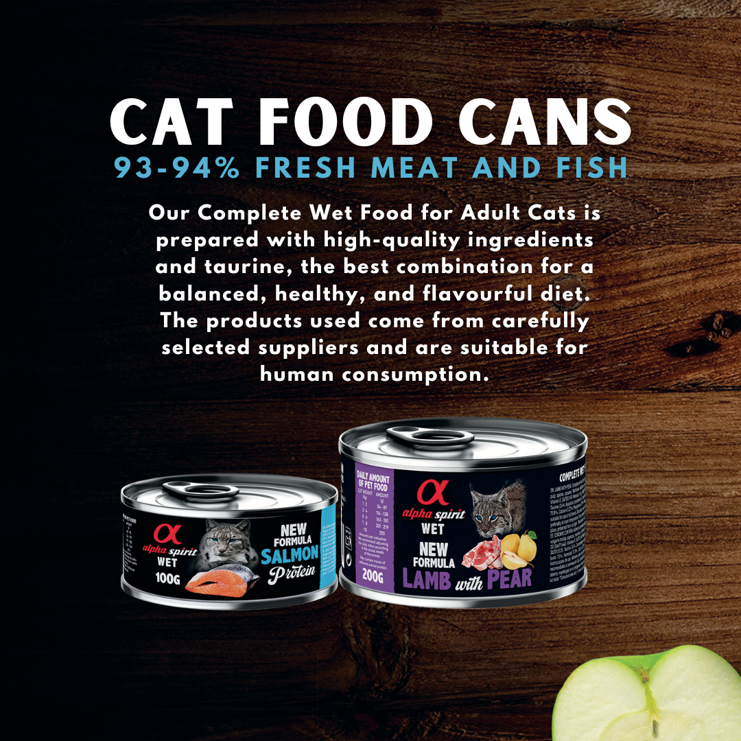 93-94% meat wet cat food tins from alpha spirit