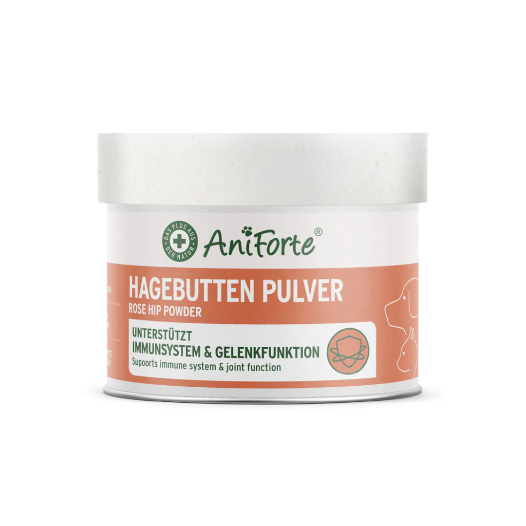 250g tub of Aniforte Rose Hip powder for dogs and cats.