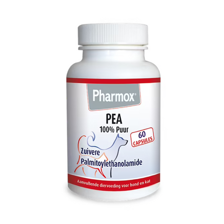 Bottle of PEA Palmitoylethanolamide Natural Pain Killer for Dogs and Cats by Pharmox 